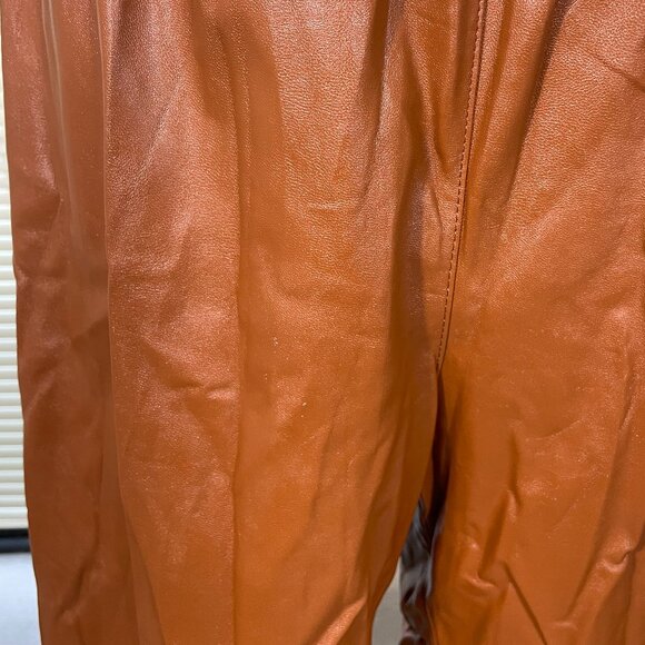 Enza Costa | Vegan Leather High Waist Pant in Cognac - Picture 5 of 9
